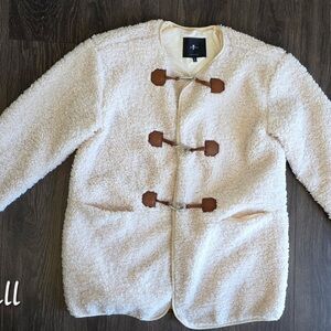 7 for all Mankind Cream Toggle Jacket with Brown Accents